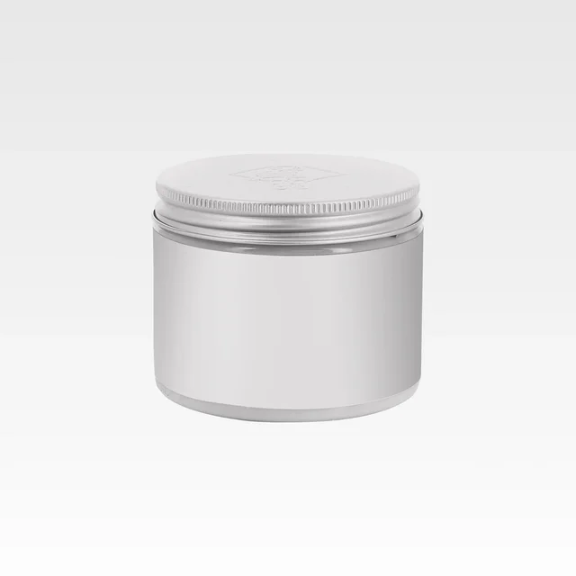 Blank hair mask jar in a 3D packshot render for Le Petit Marseillais, the white unlabeled stage before the label artwork is applied