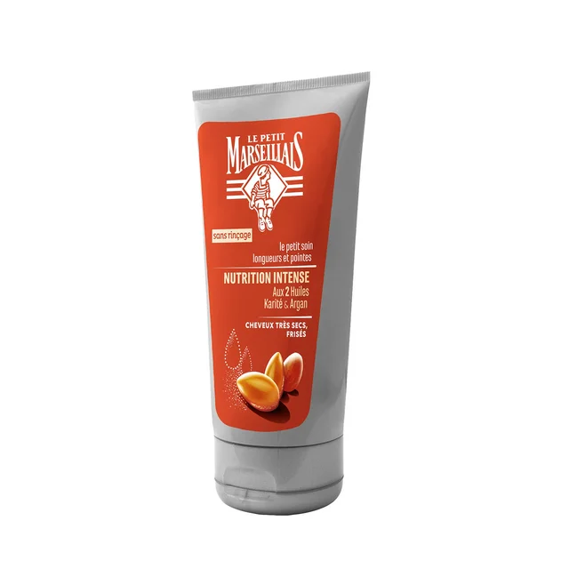 Le Petit Marseillais Nutrition Intense leave-in care tube with its reworked orange label: shea and argan oils for very dry, frizzy hair