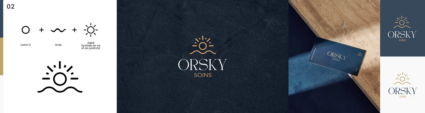 ORSKY styleboard two: the letter O combined with a wave and the sun, the second concept route explored for the clinic identity